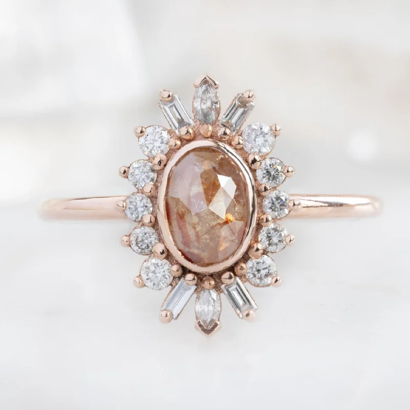 Java tile engagement rings-The Camellia Ring | 0.42ct Oval Red Diamond in 14K Rose Gold