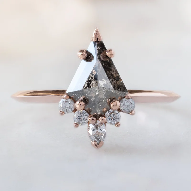 Spiral gem engagement rings-The Aster Ring | 1.14ct Kite Black Diamond in 14K Rose Gold