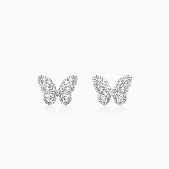 Fox wing earrings-Silver Butterfly Gleam Earrings