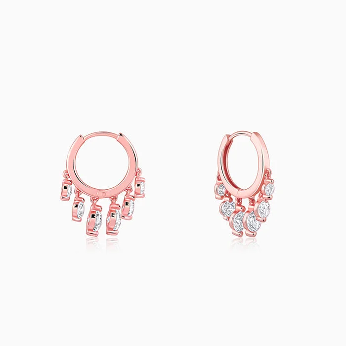 Petal hoop earrings-Anushka Sharma Rose Gold Charm Hoop Earrings