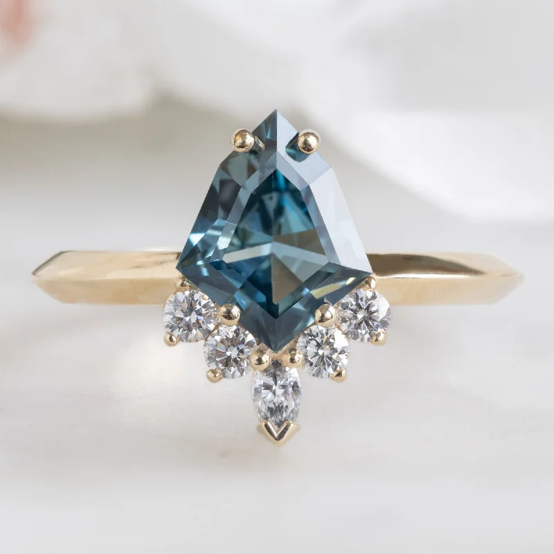 Hope charm engagement rings-The Aster Ring | 1.28ct Kite Blue Sapphire in 14K Yellow Gold