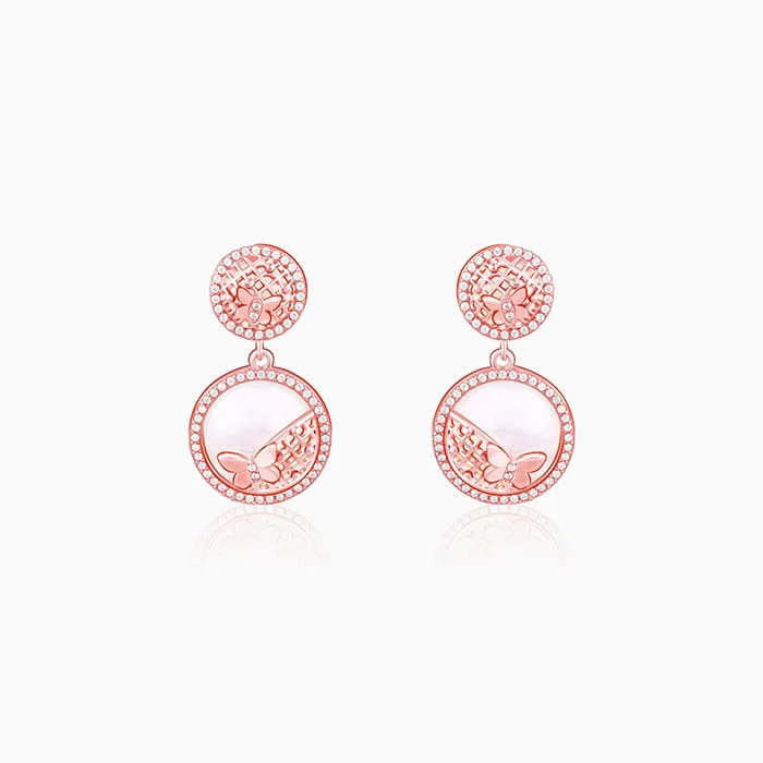 Polished bead earrings-Rose Gold Filigree Elegance Earrings