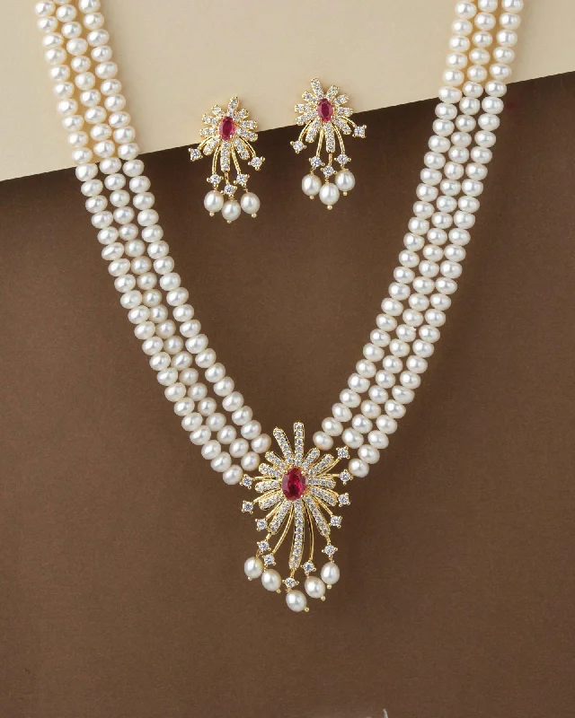 Polished bead necklaces-Ravishing Pearl Necklace Set S23560