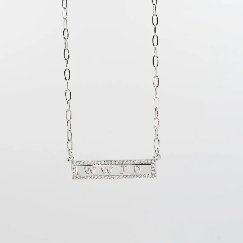 Sharp-line necklaces-WWJD Silver Necklace I-51