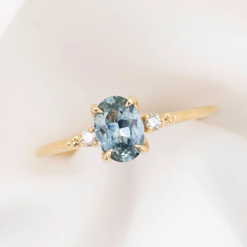 Twisted shank engagement rings-Estel Ring 0.99ct Light Blue Montana Sapphire, 14k Yellow Gold (One of a kind)