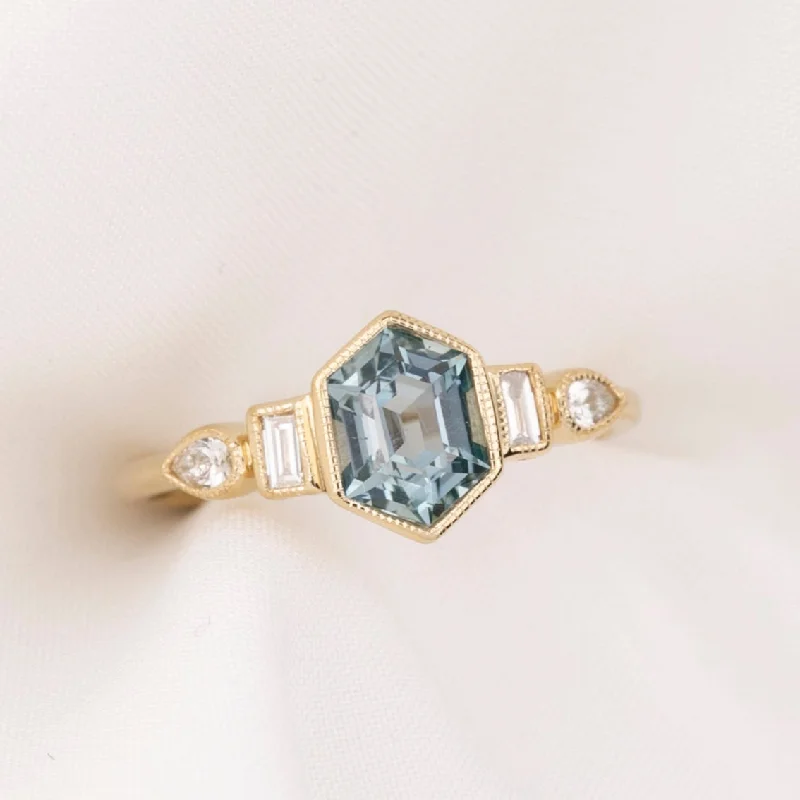 Open shank engagement rings-Edith Ring 1.42ct Light Blue Montana Sapphire, 14k Yellow Gold (One of a kind)