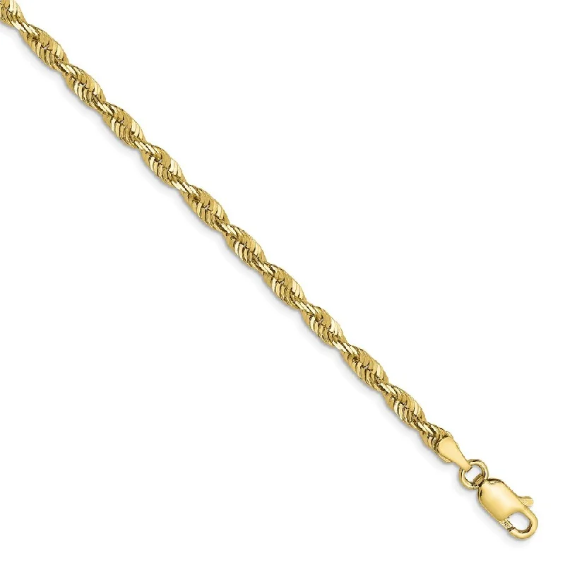 Old cameo bangles-Leslie's 10k Yellow Gold 3mm Diamond-Cut Lightweight Rope Chain Bracelet, 7"