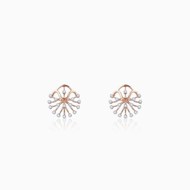 Jazz age earrings-Rose Gold Zephyra Diamond Earrings