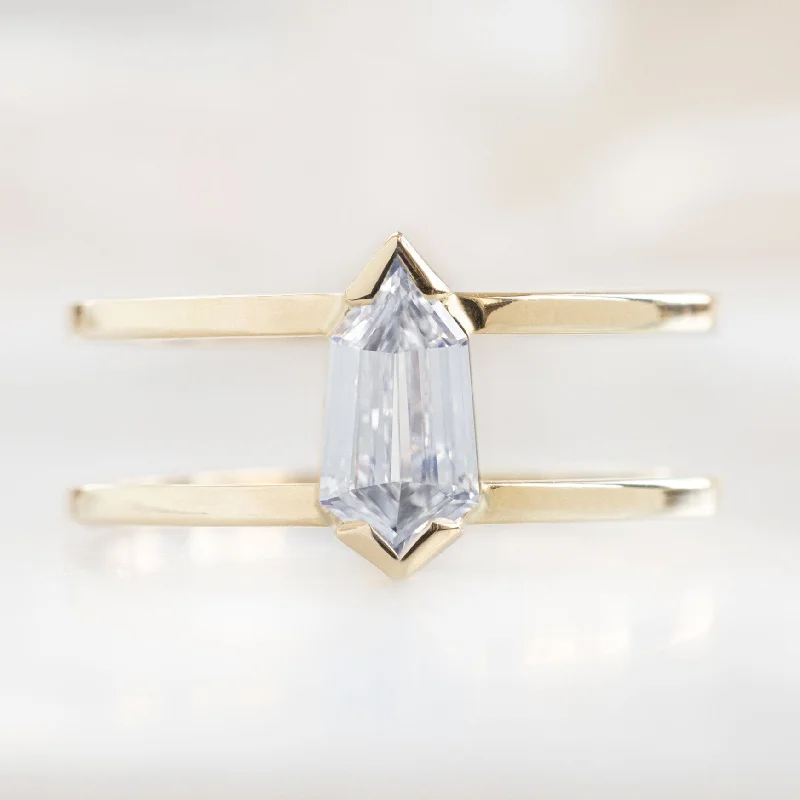 Double band engagement rings-The Poppy Ring | 0.69ct Geometric White Diamond in 14K Yellow Gold