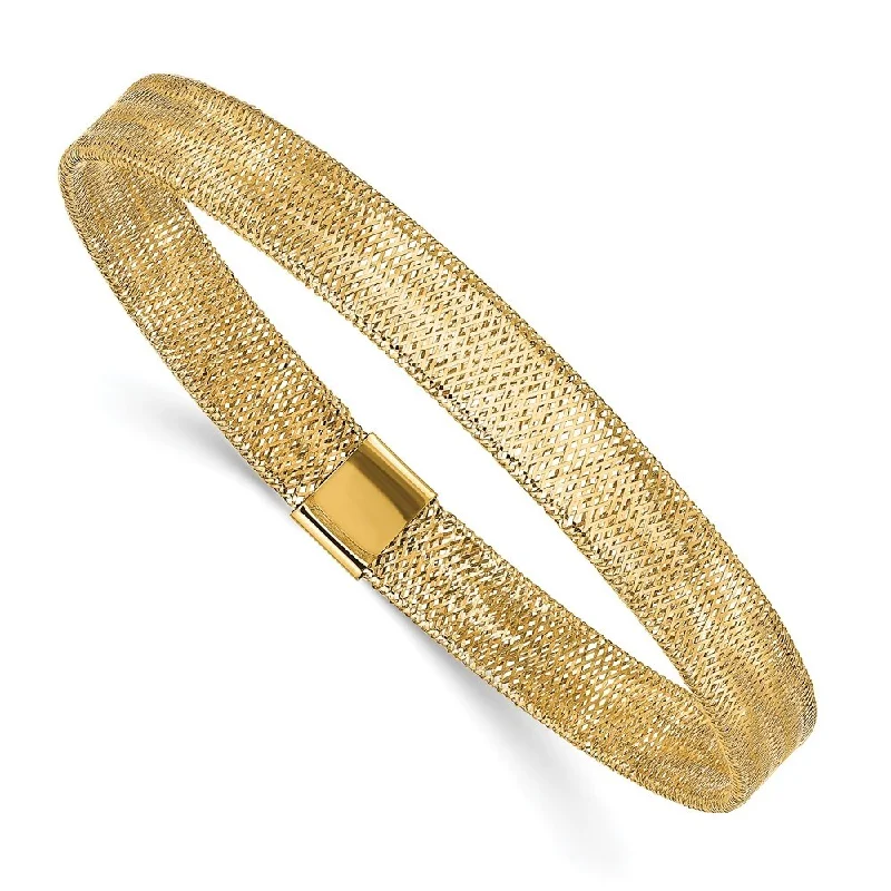 Wide gold bangles-14k Yellow Gold 7mm Stretch Bangle Bracelet, 7"