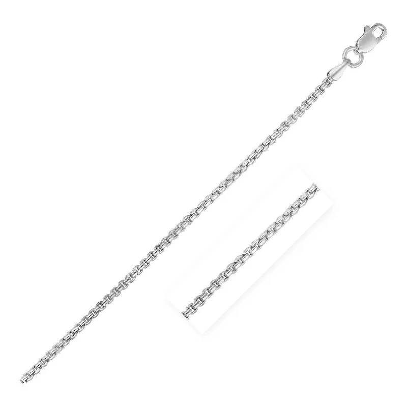 Full moon necklaces-14k White Gold Round Box Chain Necklace 1.35 mm