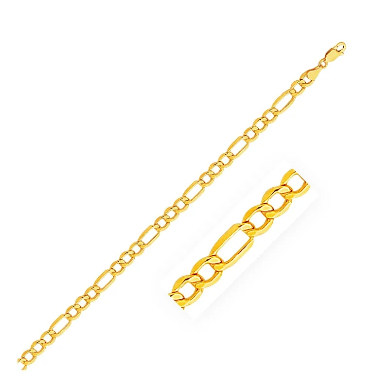 Linen cord necklaces-5.4mm 14k Yellow Gold Lite Figaro Chain Necklace