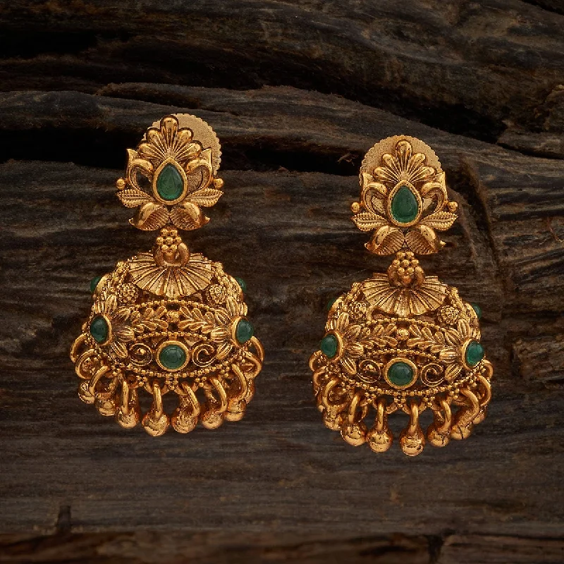 Glossy gold earrings-Antique Earring 169537