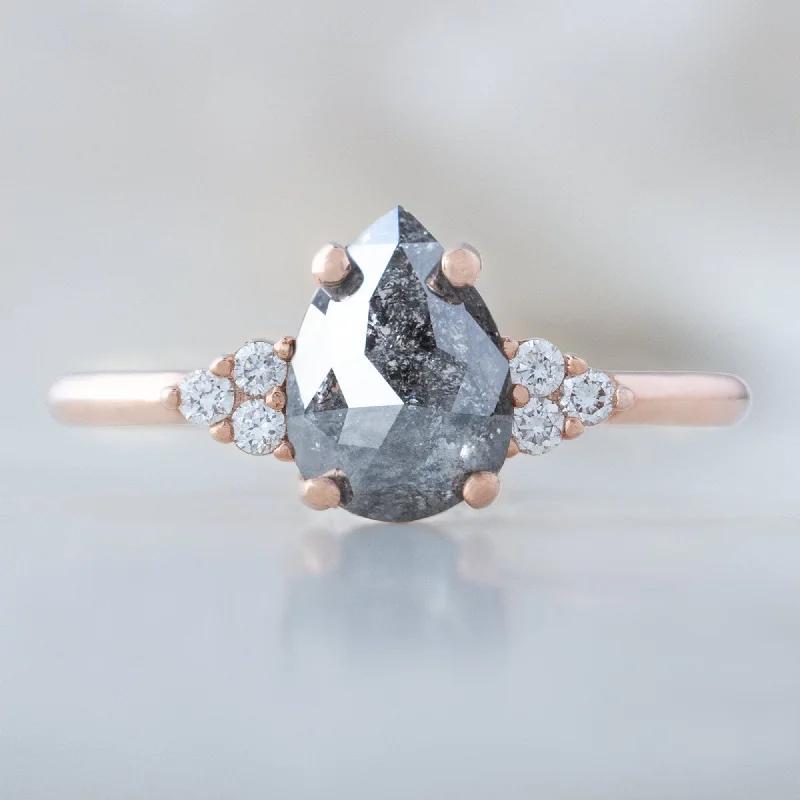 Open shank engagement rings-The Ivy Ring | 1.11ct Rose Cut Grey Diamond in 14K Rose Gold