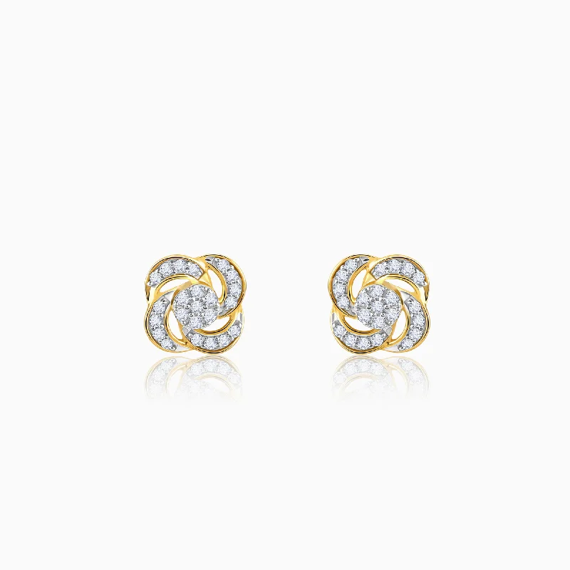 Tiny dot earrings-Gold Blume Diamond Earrings