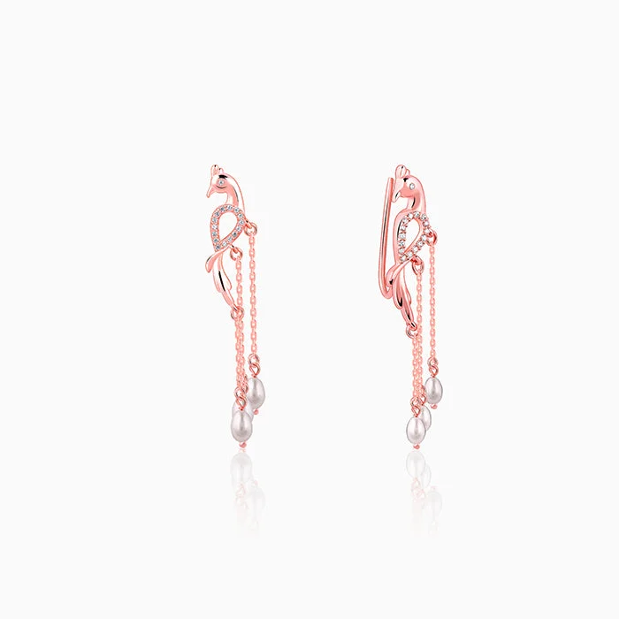 Light clay earrings-Rose Gold Beautiful Mor Climber Earrings