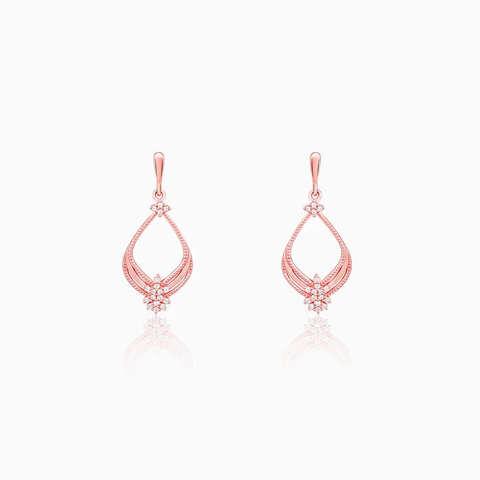 Wide statement earrings-Rose Gold Princess Earrings