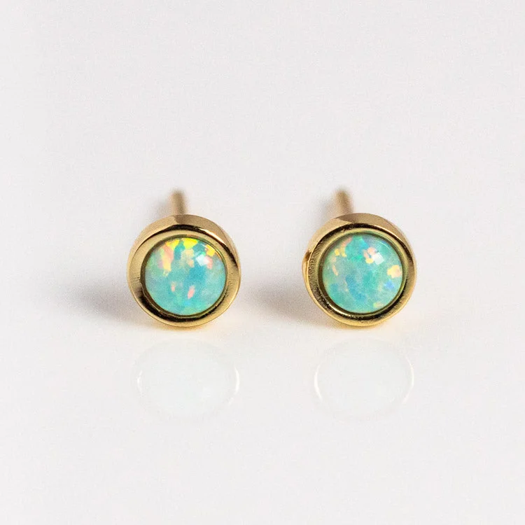 Worn medallion earrings-Opal Shimmer Studs