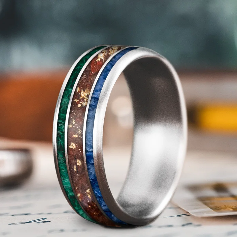 Bold cocktail rings-Custom Design - 3-Inlay Wide Center Ring EIHYPqRzMP9HRATbT7-JruoP