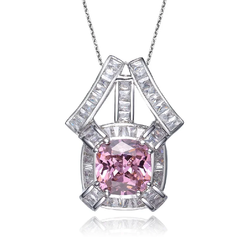 Cosmic charm necklaces-Déco Core Geometric Pink Pendant Necklace