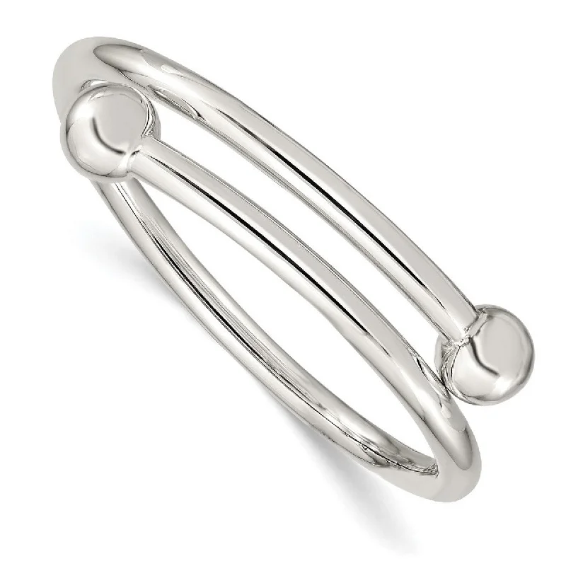 Chunky stone bangles-Curata 925 Sterling Silver Childrens Slip on Polished Coil Cuff Bangle Bracelet