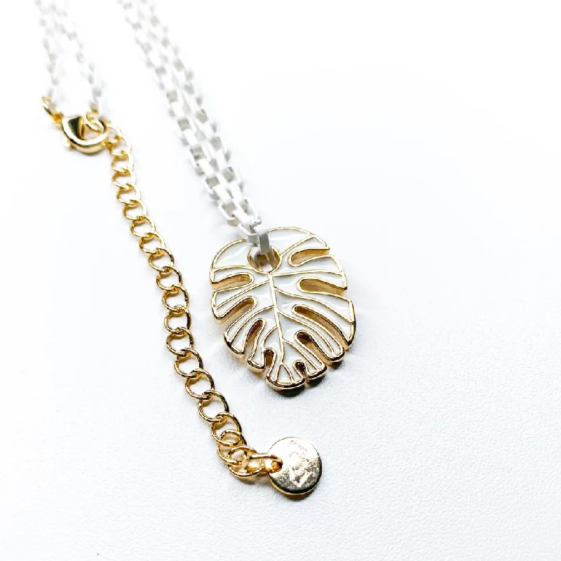 Petite charm necklaces-White Palm Necklace N3