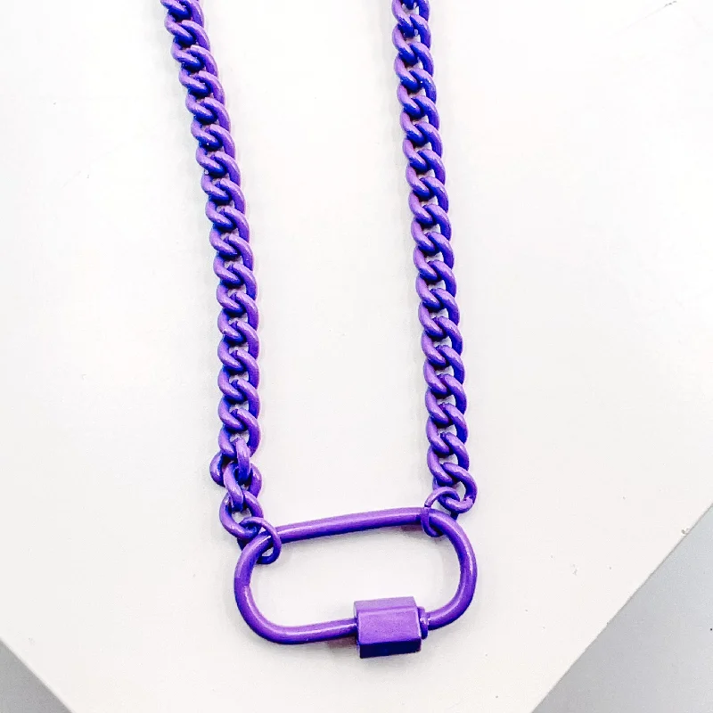 Braided cord necklaces-Purple Enamel Clip Necklace L4