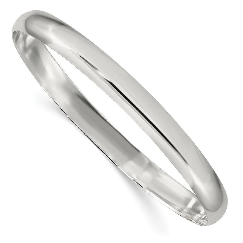 Bead charm bangles-Curata 925 Sterling Silver 7" 6.25mm Solid Plain Slip On Bangle Bracelet