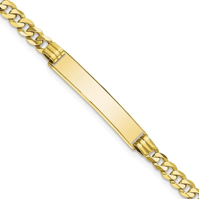 Heavy stone bangles-10k Yellow Gold Flat Curb Link ID Bracelet, 7" (W-5.38mm)