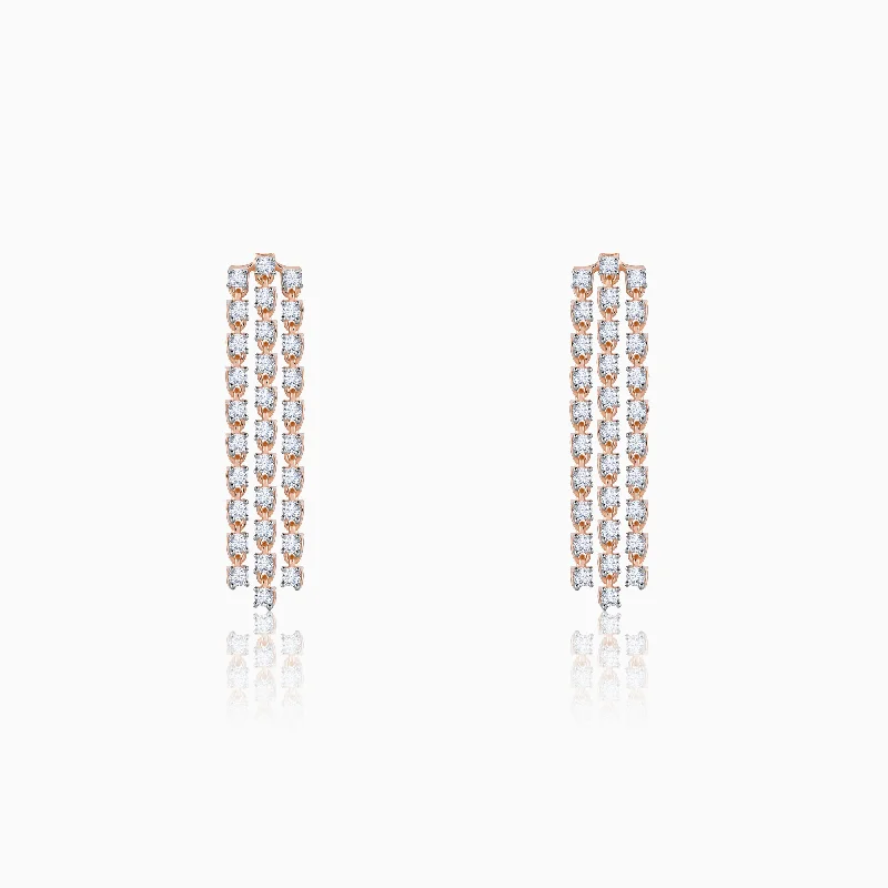 Dainty gem earrings-Rose Gold Glittering Diamond Earrings