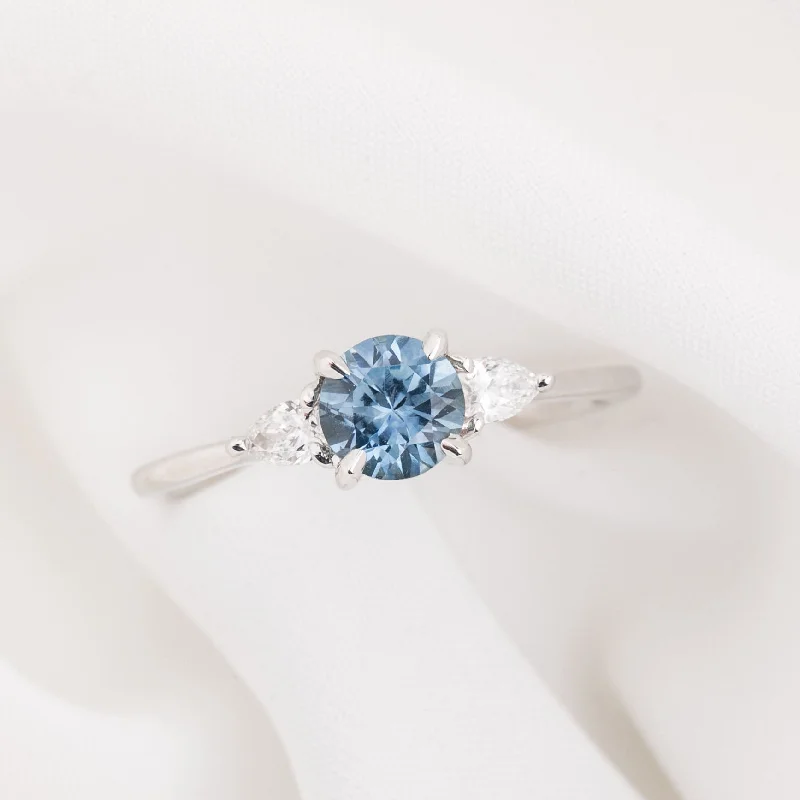 Oval stone engagement rings-Olivia Ring 0.90ct Blue Montana Sapphire, 14k white gold (One of a kind)