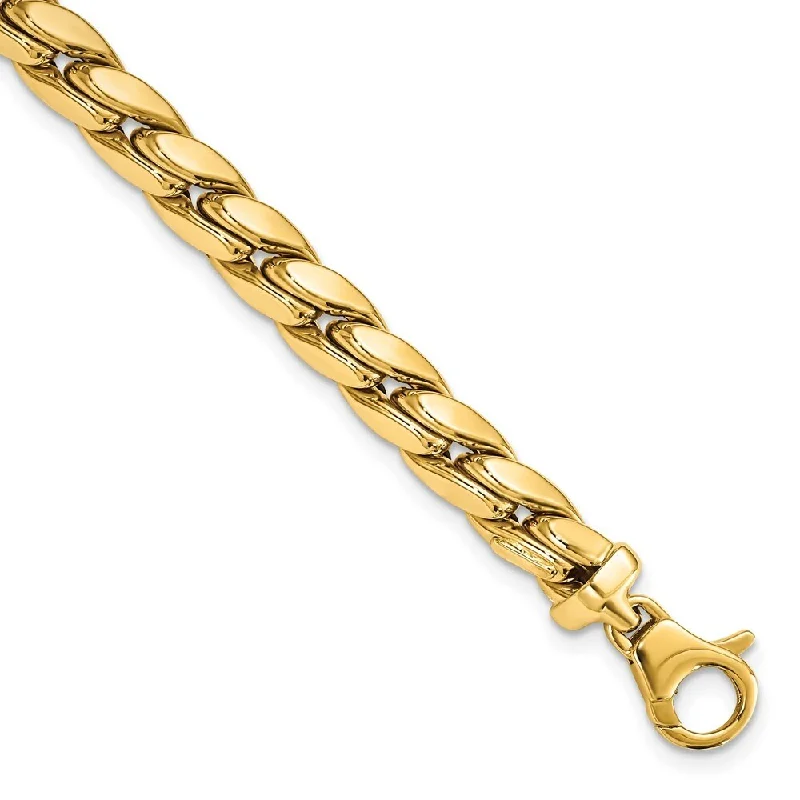 Crystal-twisted bangles-14k Yellow Gold Fancy Link Men's Bracelet, 8.5" (W-6.3mm)