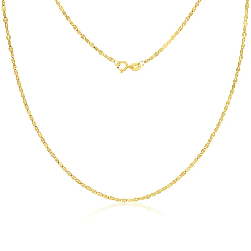 Thick bib necklaces-Flat Marine Chain Necklace in 14K Gold