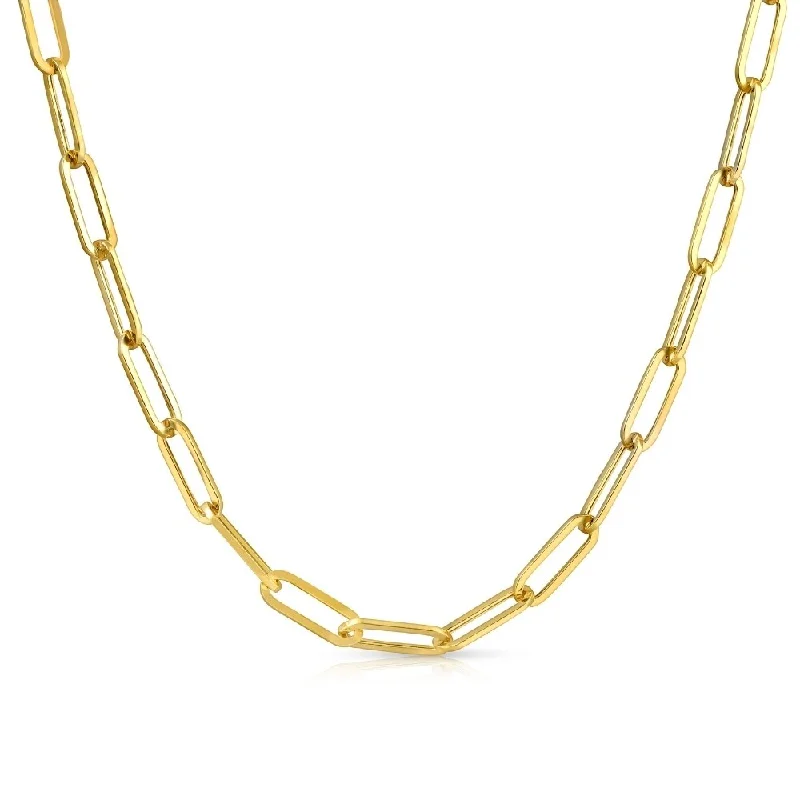 Vibrant enamel necklaces-Solid 14k Yellow Gold 18" Clip Chain Necklace