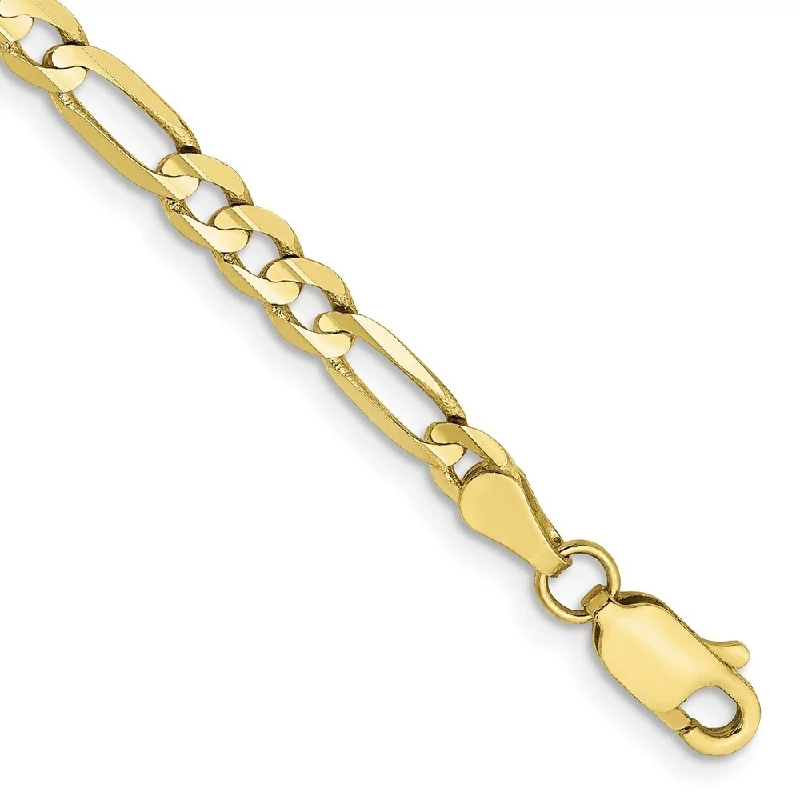 Bead charm bangles-10k Yellow Gold 4mm Light Concave Figaro Chain Bracelet, 7"