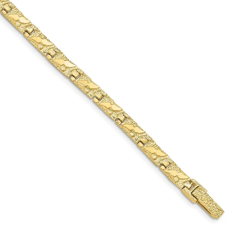 Thick cuff bangles-10k Yellow Gold 6.0mm NUGGET Bracelet, 7"