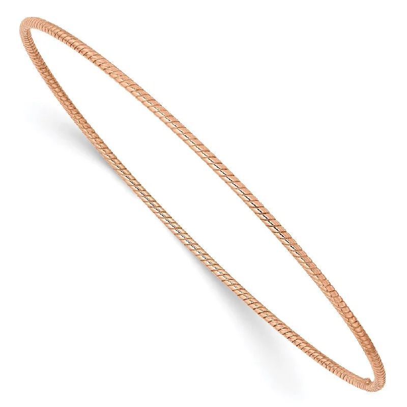 Tiny star bangles-14k Rose Gold 1.5mm Textured Slip-on Bangle Bracelet, 8"