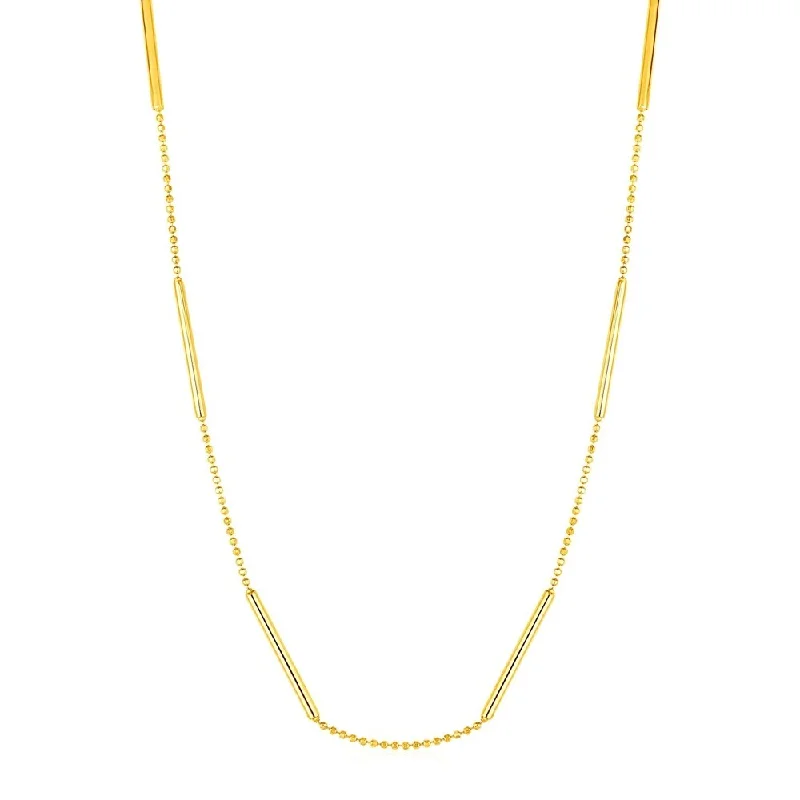 Loop knot necklaces-Choker Necklace with Shiny Bar Details in 14k Yellow Gold