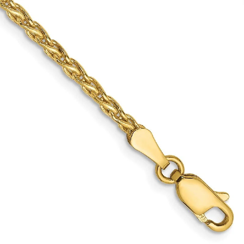 Playful bangles-14k Yellow Gold 2.25mm Parisian Wheat Chain Bracelet, 7"