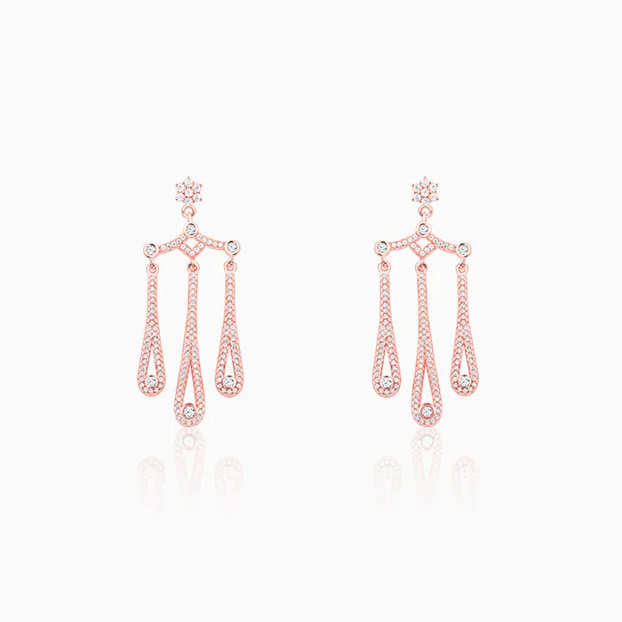 Pure gem earrings-Rose Gold Gleaming Spark Earrings