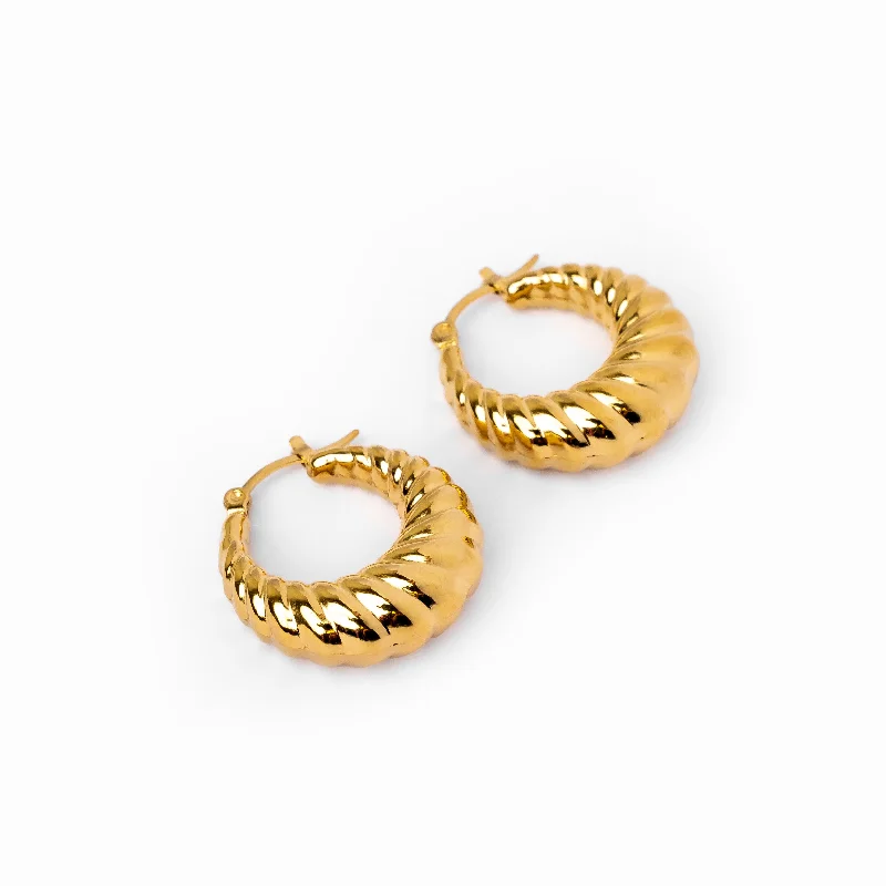 Reef knot earrings-Croissant Hoop Earrings - Gold