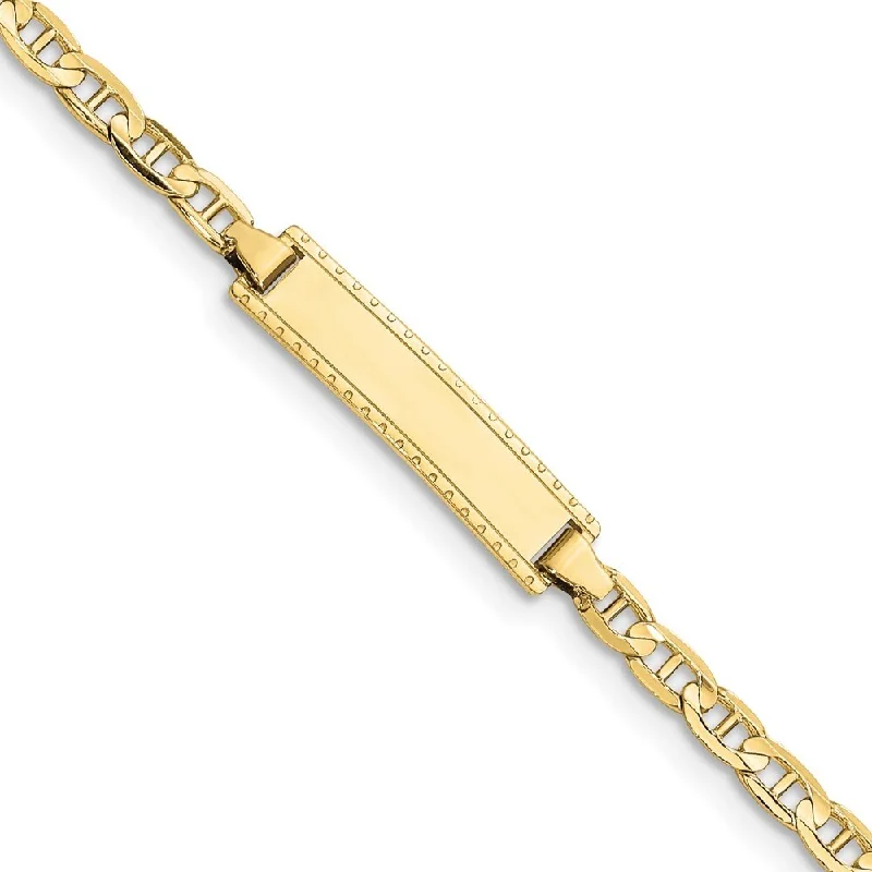 Heavy gem bangles-10k Yellow Gold Anchor Link ID Bracelet, 6" (W-4.8mm)