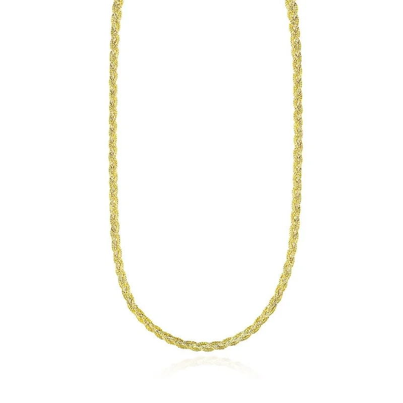 Agate stone necklaces-14k Yellow Gold Fox Chain Braided Motif Necklace