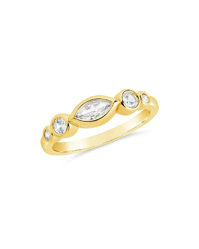 Wide gold rings-Mylena CZ Band Ring