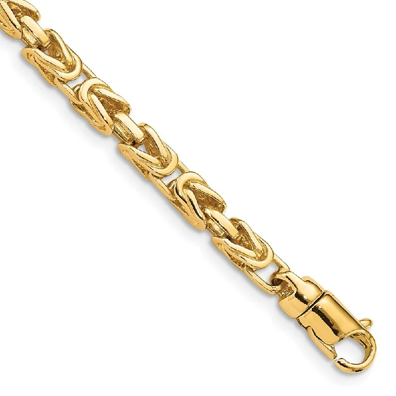 Faith charm bangles-14k Yellow Gold 4.1mm Hand-polished Byzantine Link Bracelet, 7.5"