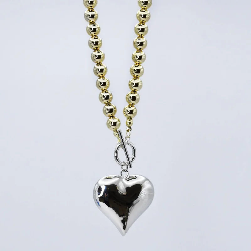 Layered link necklaces-Mega Love Gold/Silver Necklace L8