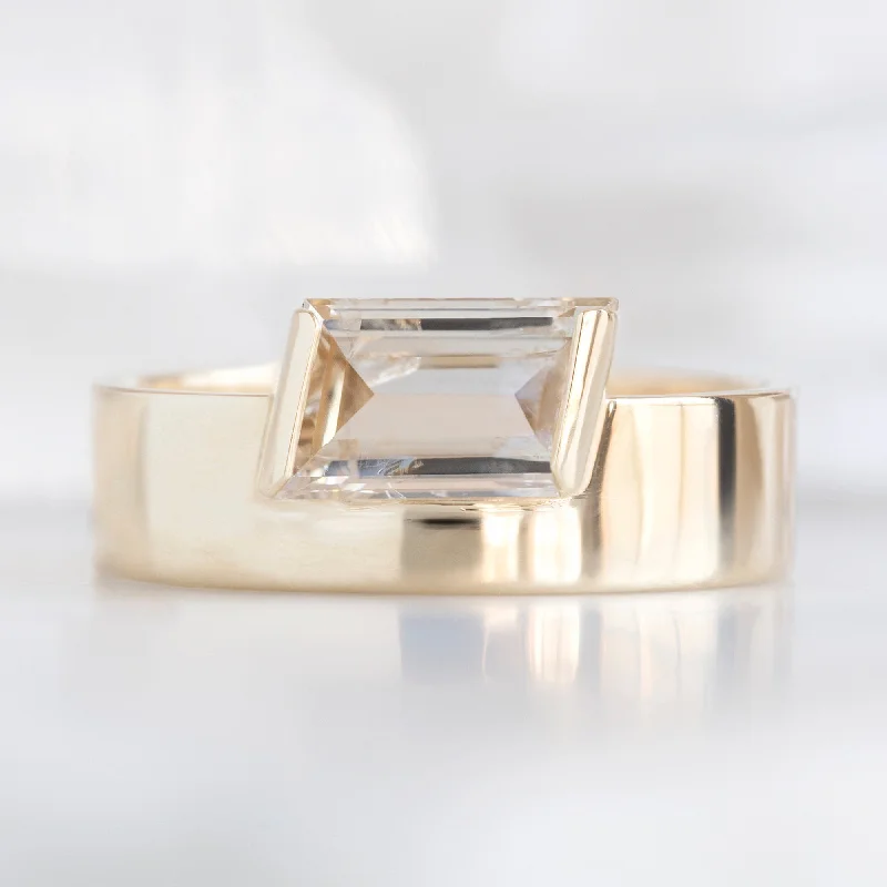 Tiny dot engagement rings-The Cigar Band | 0.89ct Geometric Champagne Diamond in 14K Yellow Gold