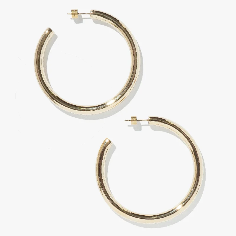 Flat knot earrings-Timetravel Chunky Hoops - L