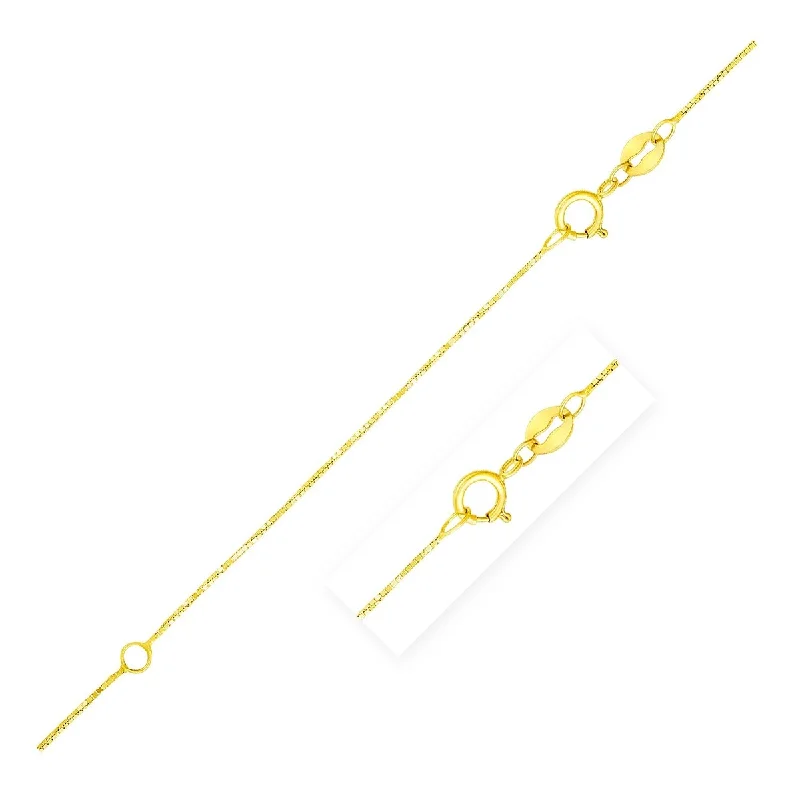 Bead weave necklaces-Double Extendable Box Chain Necklace in 14k Yellow Gold (0.6mm) 18" Inches