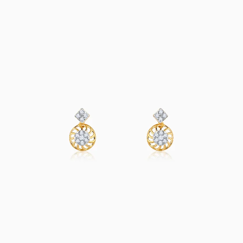 Sleek drop earrings-Gold Unravel Diamond Earrings